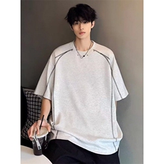 解构铆钉明线短袖t恤男夏季潮牌高街痞帅宽松设计感半袖上衣TG09，男装T恤，星座1116A（原606A-3）