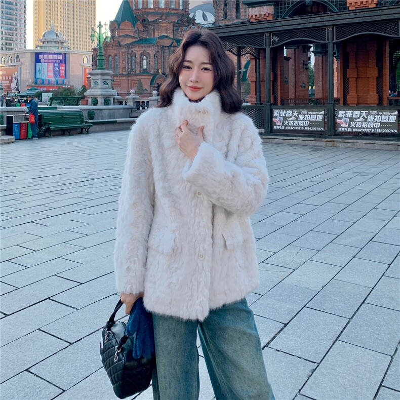 :冬装新款高级感仿皮毛宽松皮毛一体外套2C135-8930P225K328,女装皮草,2C135