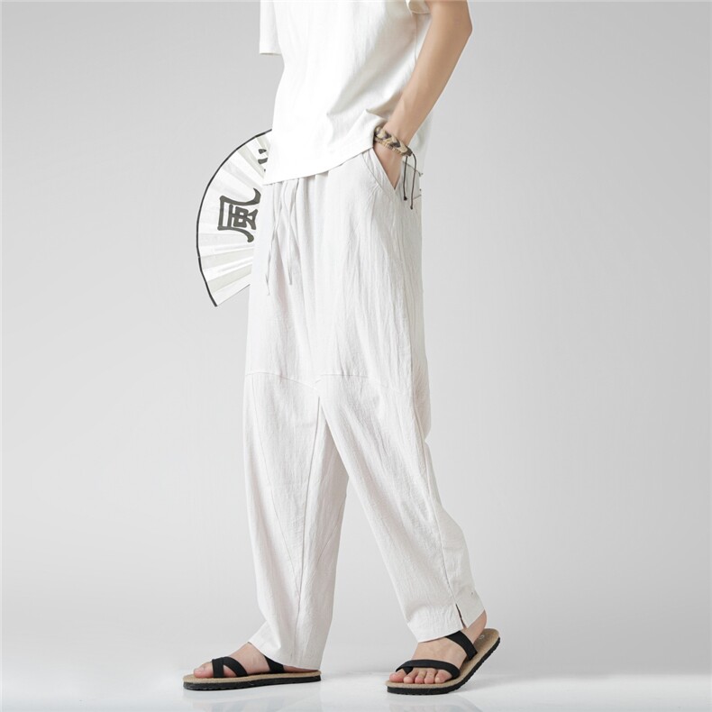 2026夏季风棉麻休闲裤汉服宽松A057-K381-P45（第二套图），男装民族服装，电商A057B