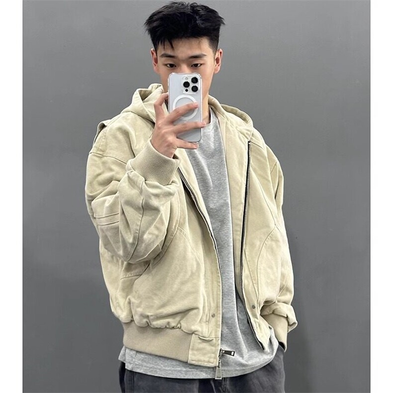 W8246-P90 网络图 高街座山雕连帽水洗卫衣夹克外套 高品质现货图片