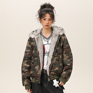 潮流宽松连帽棉服高街潮牌休闲棉衣A161-9981-P91图片