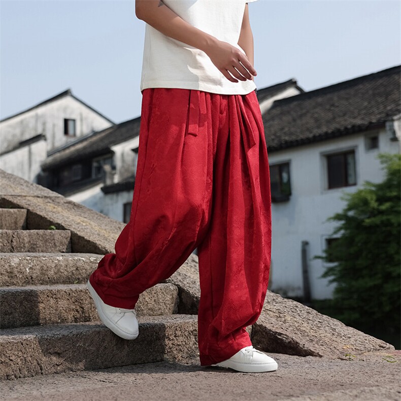 2025春夏新款风提花休闲裤男士宽松大码阔腿哈伦裤K2509-P75,男装休闲裤,电商A008