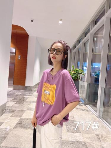 2021夏季新款短袖彩条工艺印花卫衣,女装卫衣/绒衫,柏旺阁
