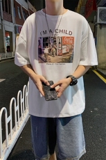 港风何电商A088-DT8568-TP20100夏款宽松短袖T恤控35，男装T恤，电商A088