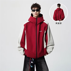 1506/Q34160/P78悟空有货美式运动户外连帽冲锋衣撞色工装外套，男装夹克，星座1506