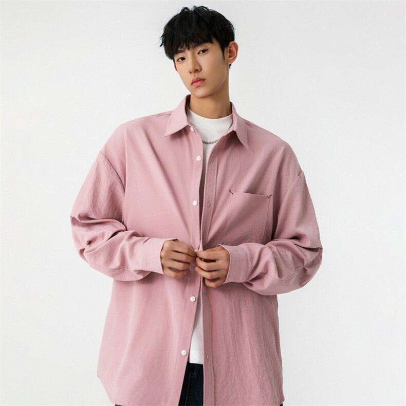 条纹长袖衬衫男春季2025新款宽松百搭休闲衬衣外套A406C6023P50,男装衬衫,星座309（原A406）