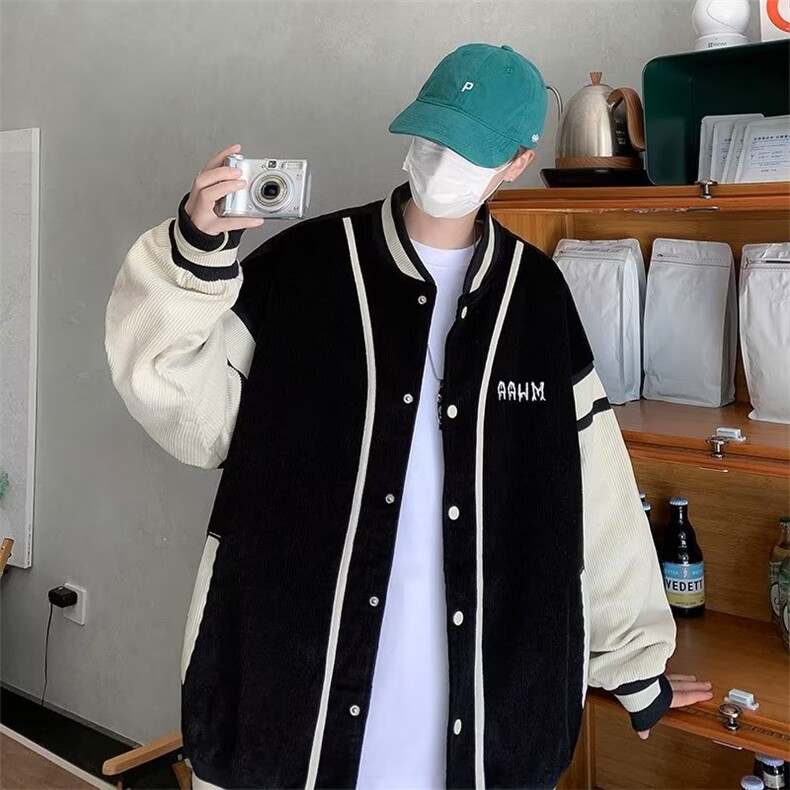 灯芯绒棒球服潮外套男女春秋小众拼色夹克学生宽松百搭9911P63,男装夹克,星座410-2