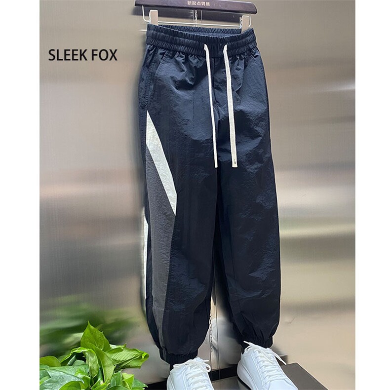 1506-1/KGT-7751/P34.5潮流条纹拼接户外束脚运动休闲裤春季男款,男装休闲裤,星座1506-1
