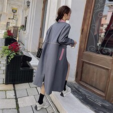 【现货】流行款两穿风衣251-608-P155-K218，女装西装，浙宝189