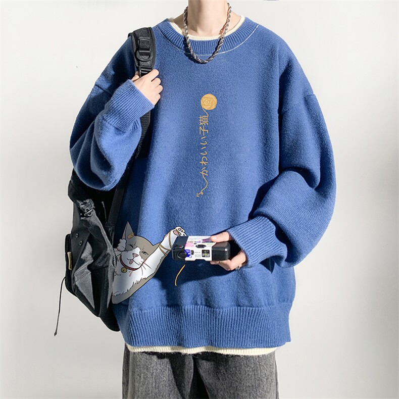 控78假两件毛衣男大码加绒针织衫男毛线衣M80013-P55加绒P70,男装针织衫/毛衣,电商A040