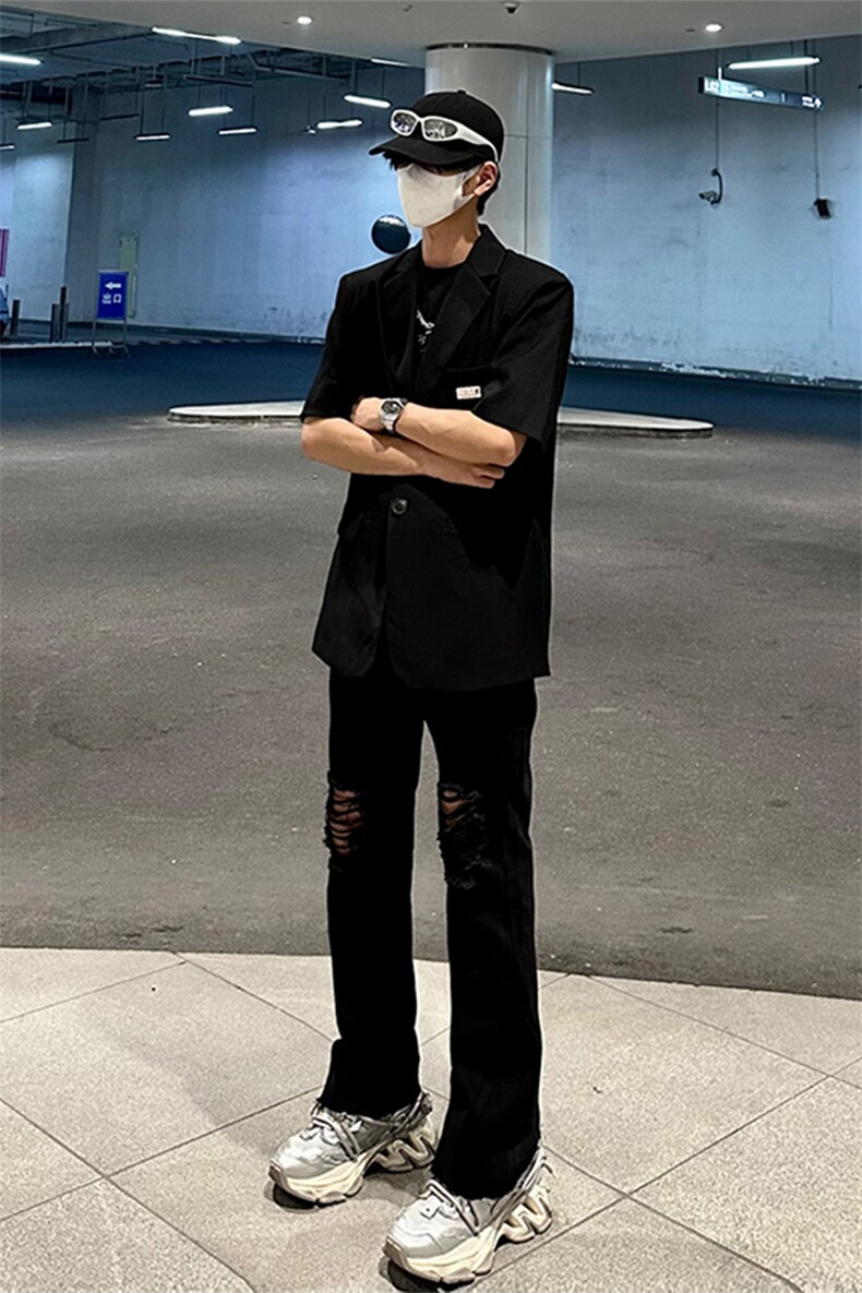 美式高街ins小众破洞牛仔裤货号K751P60,男装牛仔裤,电商A063