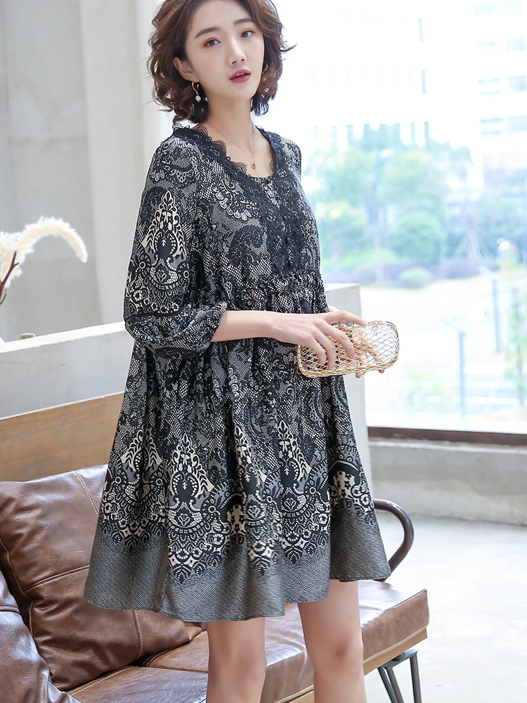 2021年春季件连衣裙2021春季上新款时尚潮流花边领口舒适简约,女装连衣裙,深水步