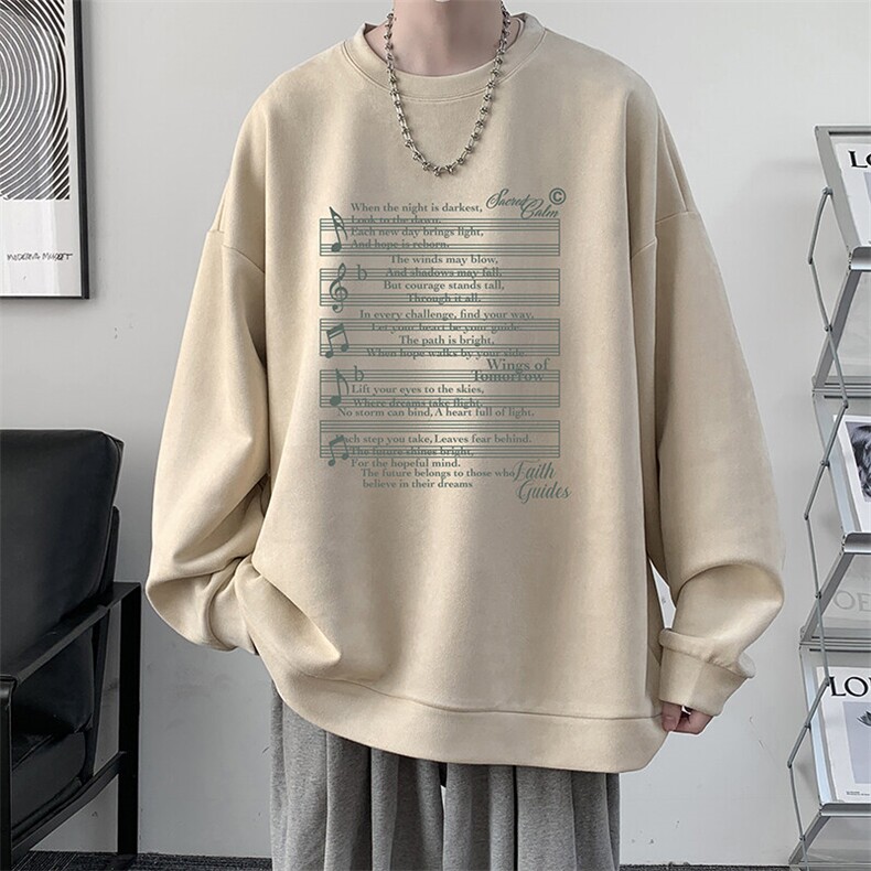麂皮绒卫衣男大码重磅长袖t恤男 JW81428-P35图片