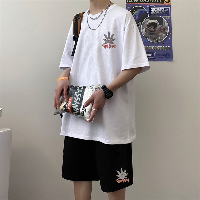 t恤短袖短裤套装男2023夏季搭配宽松潮牌ins衣服A161-2-TZ05-P50,男装休闲套装,电商A161-2