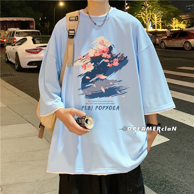 xZ116-T6020-p30-控48拼色抖音男潮牌美式情t恤男夏季印花,男装T恤,星座116