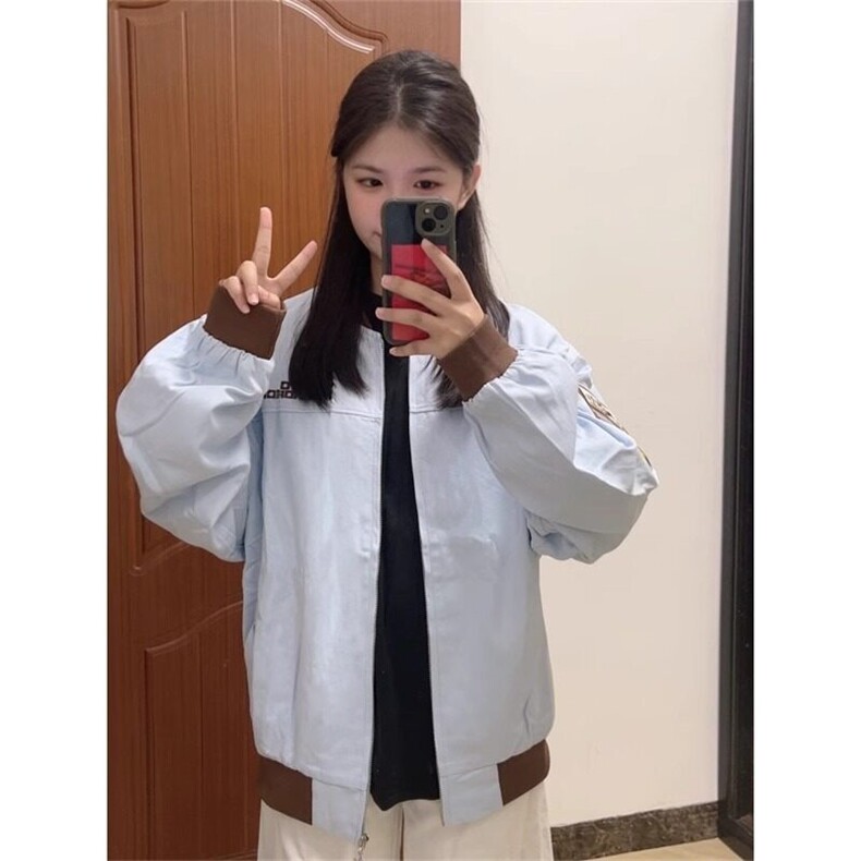 字母刺绣宽松新中式外套春秋夹克设计感情侣ins棒球飞行服JFY78,男装夹克,星座1116A（原606A-3）