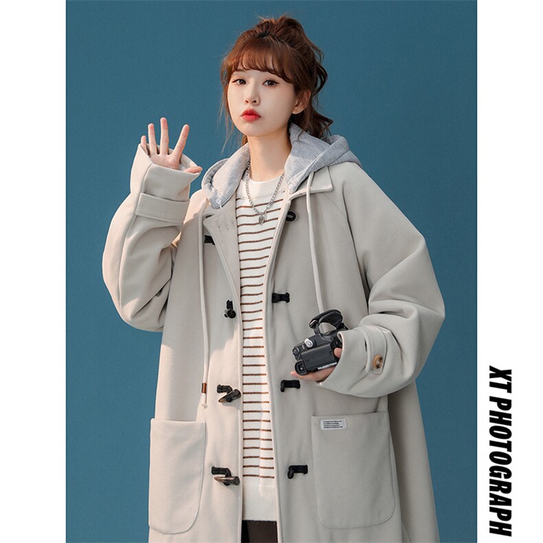 1中性风牛角扣加棉呢大衣女可拆卸帽外套女FY8716P138控188，女装毛呢外套，星座226-2