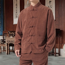 男士外套灯芯绒夹克盘扣立领唐装风XZ1512-2501单夹克-P70，男装夹克，星座1512