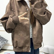新款皮衣夹克男宽松休闲美式复古潮流百搭上衣服外套J888-P54，男装夹克，星座208-5