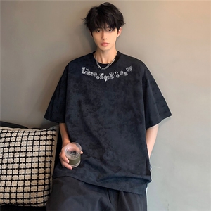 圆领潮牌青少年百搭舒适吊染街头百搭宽松透气短袖T恤T160-P25图片