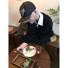 HY04-P43日系简约高品质假两件卫衣ins时尚气质流行原宿潮流，男装卫衣，电商B323A