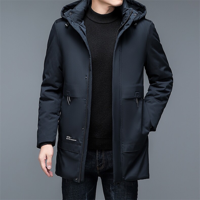 2024新款冬季中年男士中长款羽绒服连帽时尚休闲加厚保暖爸爸外套,男装羽绒服,电商B212（原钱塘6029）