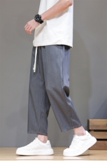 2025春夏九分裤男风日系条纹哈伦裤潮大码宽松休闲裤AK23P45，男装休闲裤，星座220-2