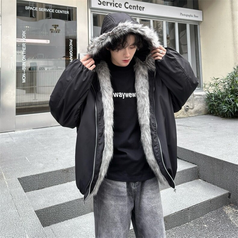 xz514-819-P125座山雕加绒毛领棉服,男装棉衣,星座514