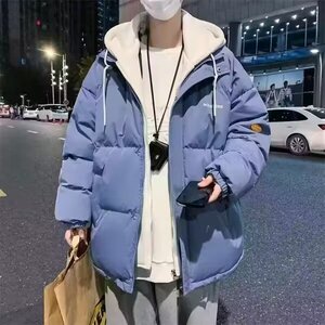 春秋新款美式百搭宽松棉衣男士韩版休闲简约假两件外套情侣上衣图片