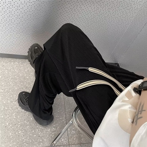 夏季新款冰丝裤子男士痞帅ifashion垂感休闲裤潮流薄款直筒运动裤图片