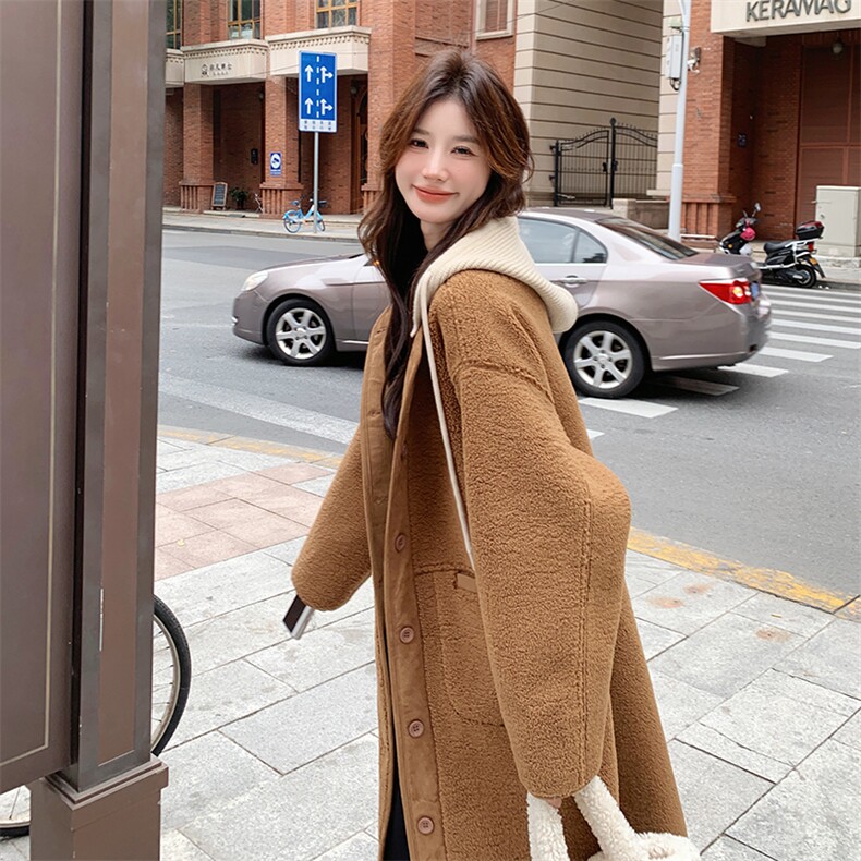 【首-发新款】羊羔毛帽子可脱卸皮毛一体外套212-1850款P195-K279，女装羊羔毛/颗粒绒，浙宝285（原212）