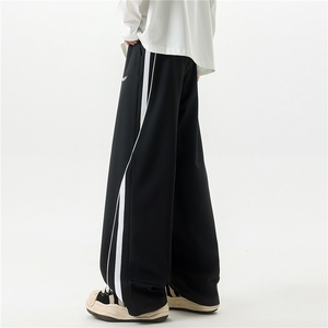 美式重磅刺绣撞色宽松条纹休闲裤男阔腿卫裤X416B-KL1059-P45限78图片