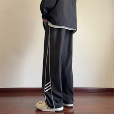 港风三条杠休闲裤宽松运动裤拖地裤束脚裤男KP861P45，男装休闲裤，星座1204-3