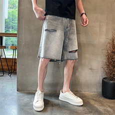 夏季痞帅破洞牛仔短裤Z036#-P45，男装牛仔裤，星座905