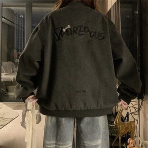 A476-P100 新款棒球服重工刺绣插肩袖棒球夹克春秋休闲外套图片
