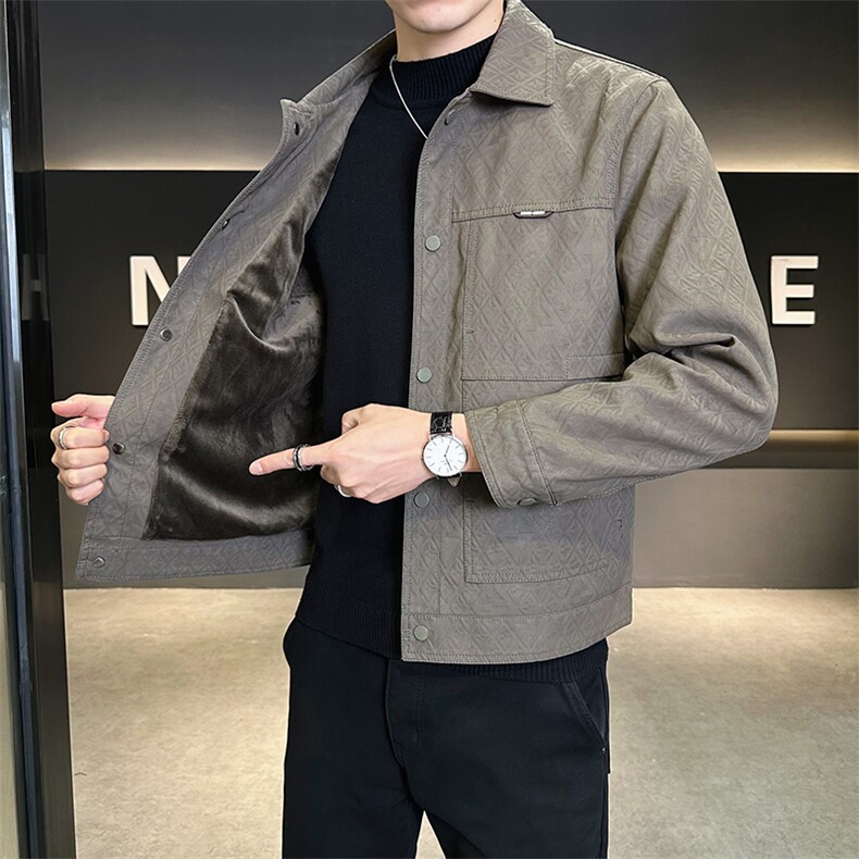 加绒皮衣外套男秋冬季2025新款加厚款机车皮夹克A313-K9931-P155,男装夹克,电商A313