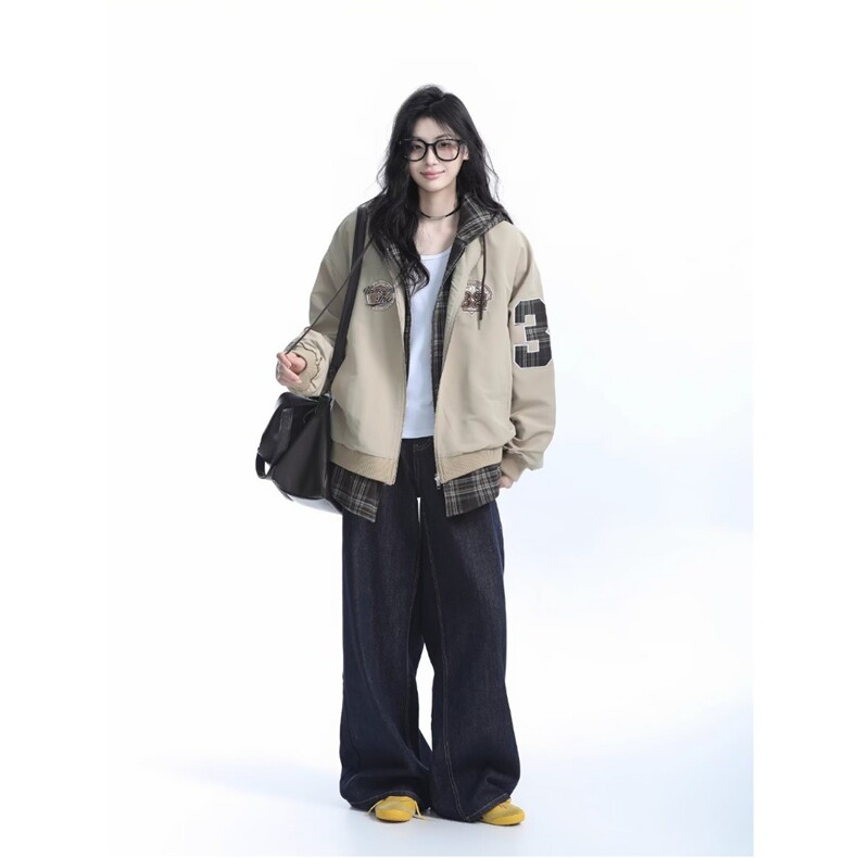 夹克男美式复古学院风棒球服春季撞色拼接外套时尚刺绣上衣潮,男装夹克,星座218-8