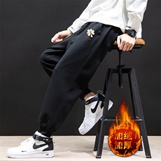 K12059-P40加绒P50束脚纯棉运动裤男士休闲裤大码宽松卫裤男，男装休闲裤，电商A040A