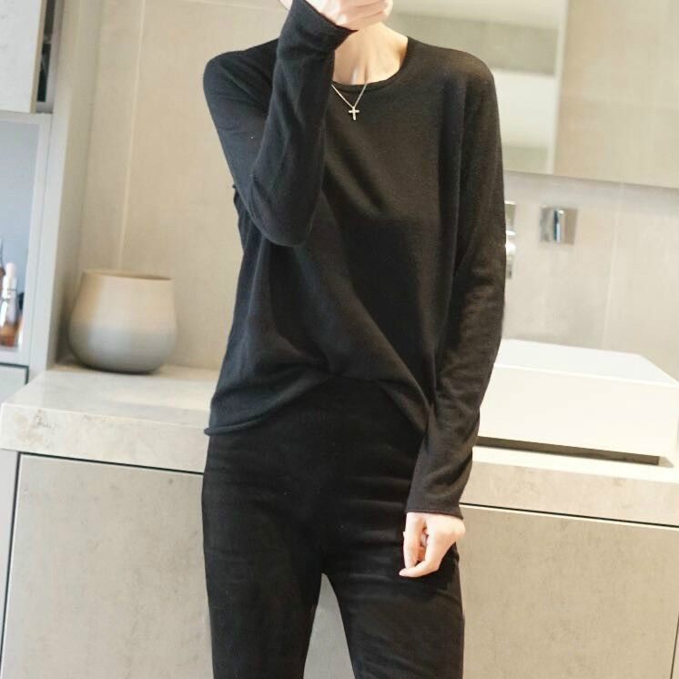 时尚潮流2024年秋季常规长袖单件圆领卷边套头毛衣，女装针织衫/毛衣，丽特绒