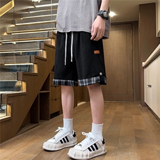 2026夏潮男短裤薄款清凉五分裤格子翻边裤K28029/特P30黑色，男装休闲裤，电商A094