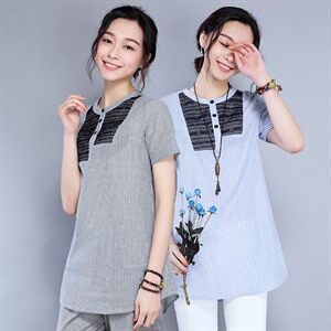 文艺 短袖 修身 气质 时尚 简约拼色 潮流 竖条纹 圆领 T恤,女装T恤,丽影随形