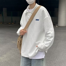 POLO衫男韩版潮流菱形暗纹痞子帅气2023春秋新款insT恤WB057-P35，男装Polo衫，星座412-2