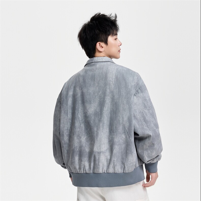 2025秋季男士牛仔夹克时尚翻领百搭纯色休闲外套上衣P110189,男装工装外套,星座301D-2(原星座1004-1）