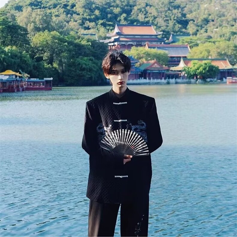 24新款潮改良版复古男女刺绣龙纹设计感衬衫外套-TZ058-网络图,男装衬衫,星座1002-2