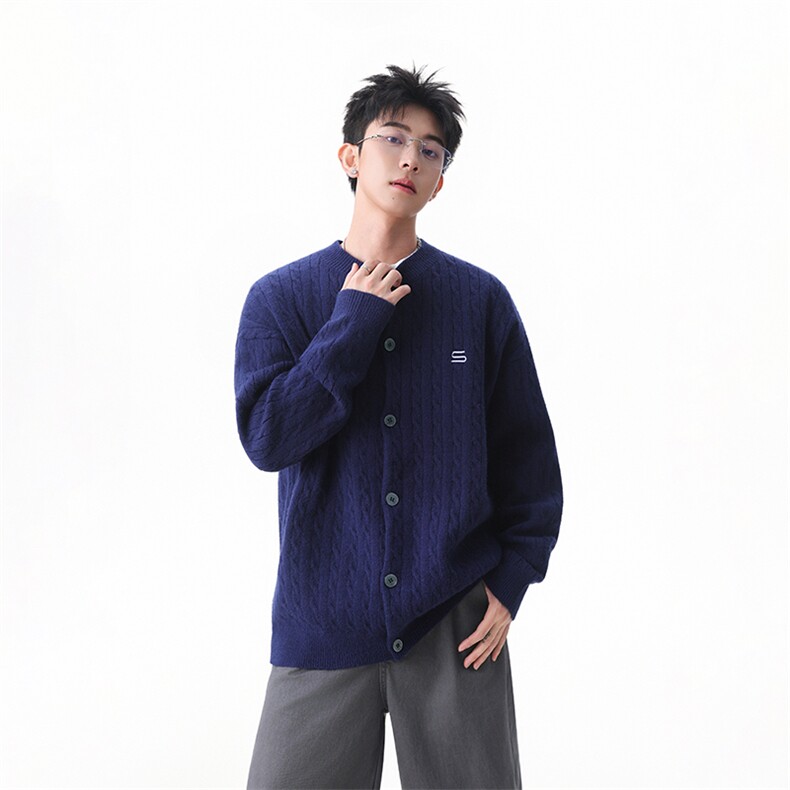 秋冬新款圆领开衫毛衣男女绣花针织衫外套218-7-MY01-P65-控98,男装针织衫/毛衣,星座218-7