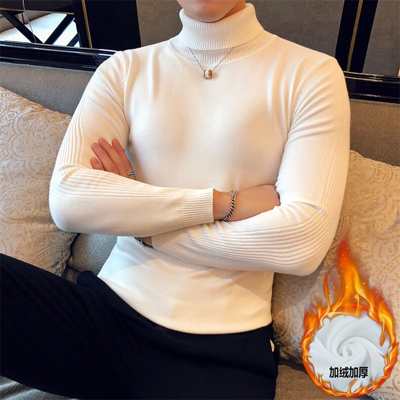2024冬季加绒加厚纯色修身两翻高领毛衣针织打底衫男M009-p65，男装针织衫/毛衣，电商D303