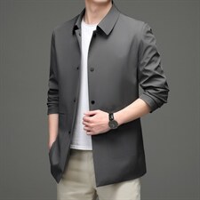2023秋季新款中年商务休闲薄款免烫外套男士时尚百搭长袖风衣，男装风衣，电商B212（原钱塘6029）