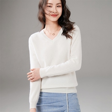 优雅气质V领纯色羊绒衫长袖百搭显瘦保暖毛衣，女装羊绒衫，暖思纯羊绒
