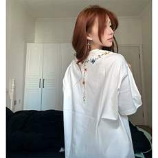万针全刺绣工艺抖音得物高品质260克重磅纯棉双纱美式高街短袖T恤，男装T恤，电商A486-1