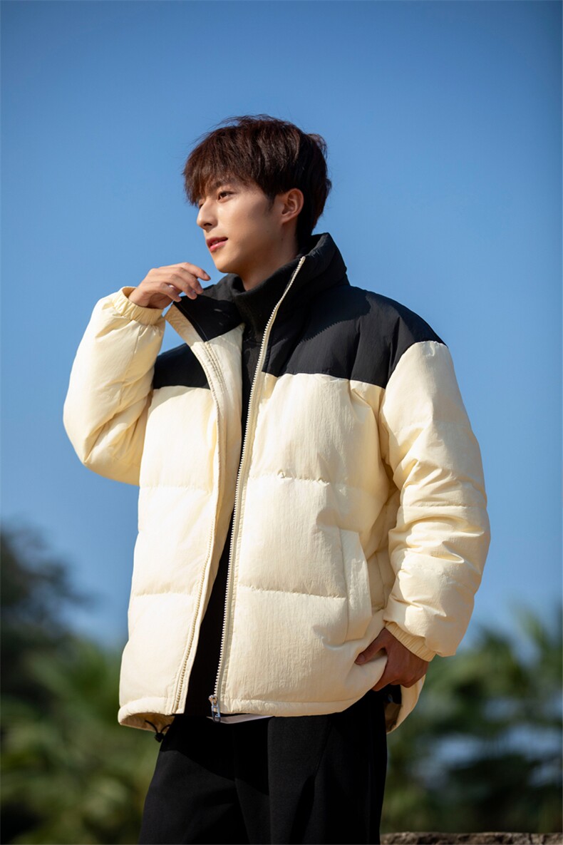 Y9977-P160冬季90绒大码情侣羽绒服（黑色，米白插黑S-6XL）,男装羽绒服,星座109